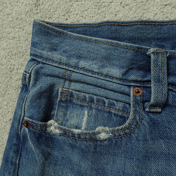 Old Navy Womens Slouchy Shorts High Rise Distressed Denim Raw Hem Blue Size 12 - Picture 3 of 8